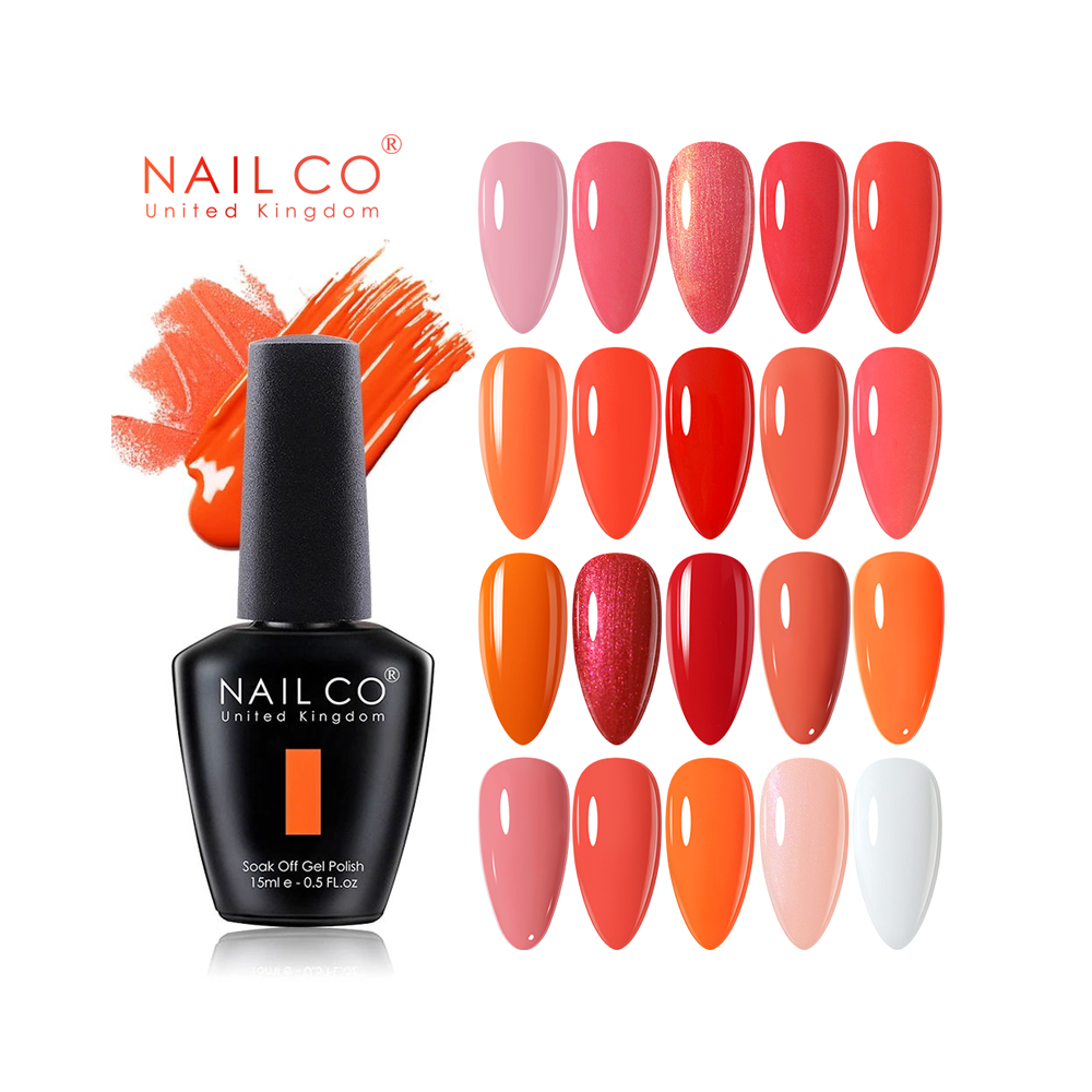 Nail Art Orange - Nailco-ハイブリッドマニキュアセット,15ml,オレンジ色,赤,またはピンク,粘着性ジェル,ラッカー,マニキュアセット