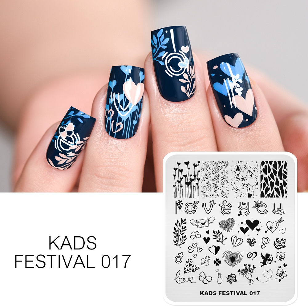 Nail Art Valentines Day - KADS ネイルアートバレンタインデーネイルスタンピングプレートハートスタンプ爪テンプレートクリスマスフラワー自然ネイルステンシルプレートセット