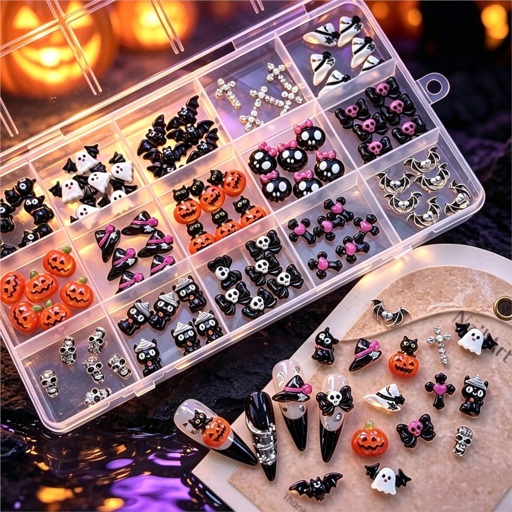 15個入り 3Dのかわいいハロウィーンの南瓜／ドクロ／お化け - Nail Art Valentines Day のレビューと価格