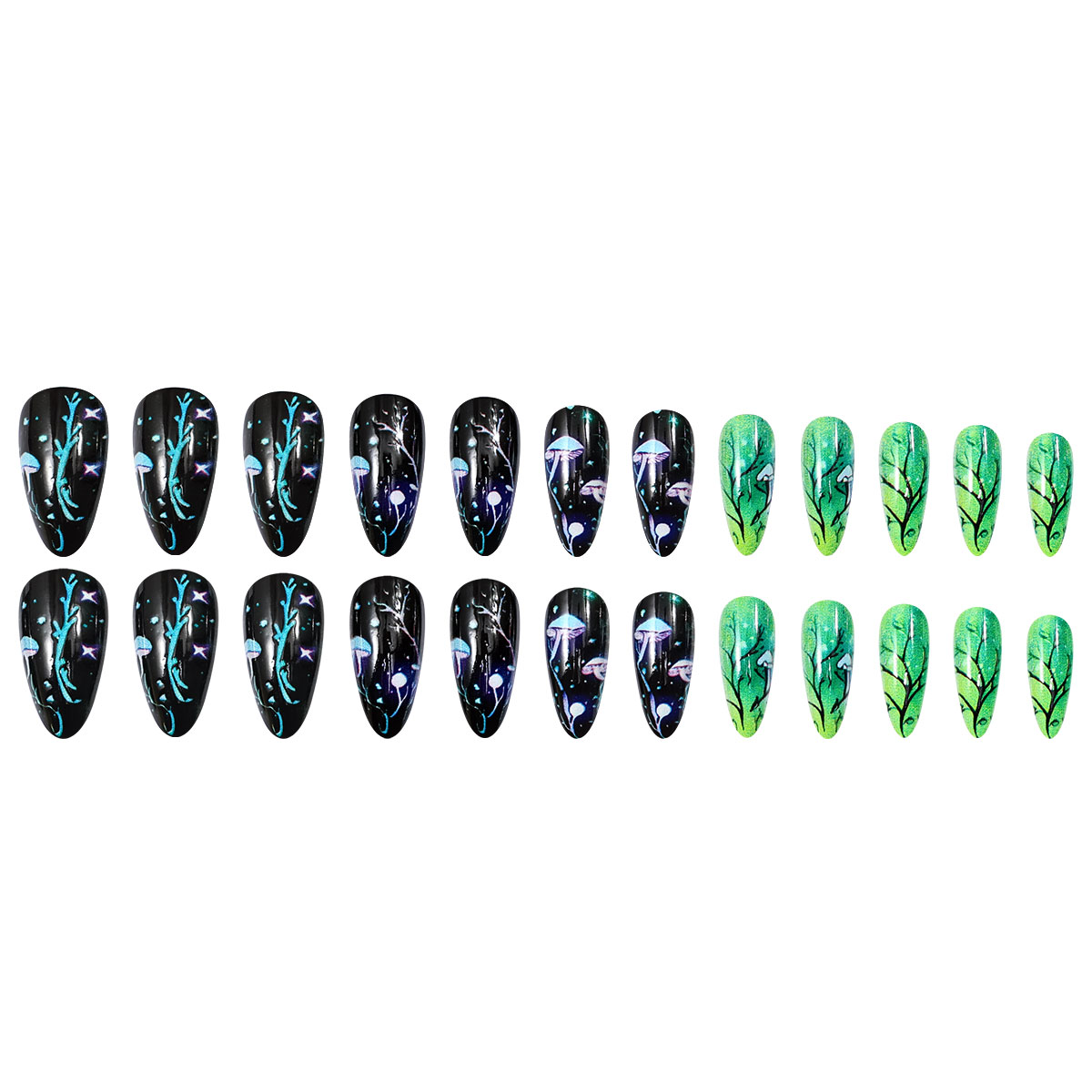 アーモンド型のつけ爪、マッシュルーム型のつけ爪、リーフスムッ - Nail Art Press On のレビューと価格