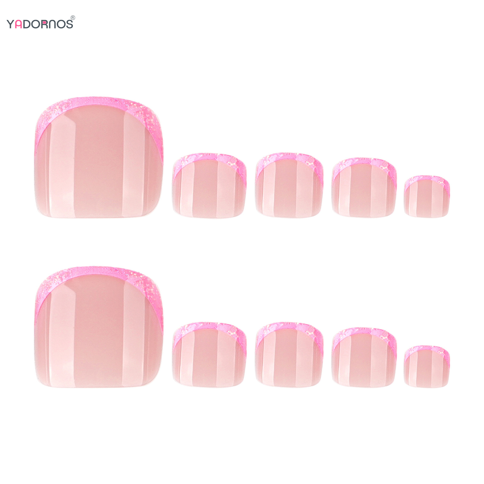 ピンクフレンチヒント偽足の爪 24 個ヌードカラープレス足の - Nail Art Press On のレビューと価格